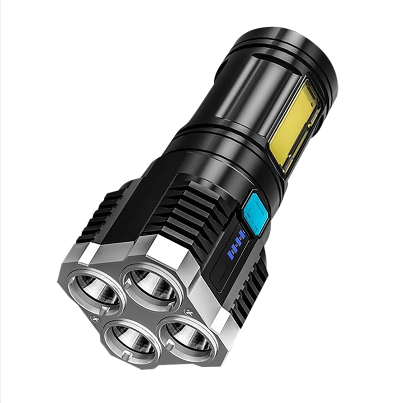 4-Core Lukturīti, Super Spilgti Uzlādējams kabatas Lukturītis Multi LED lielos attālumos Uzmanības centrā COB Gaismas Āra Zvejas Attēls 0