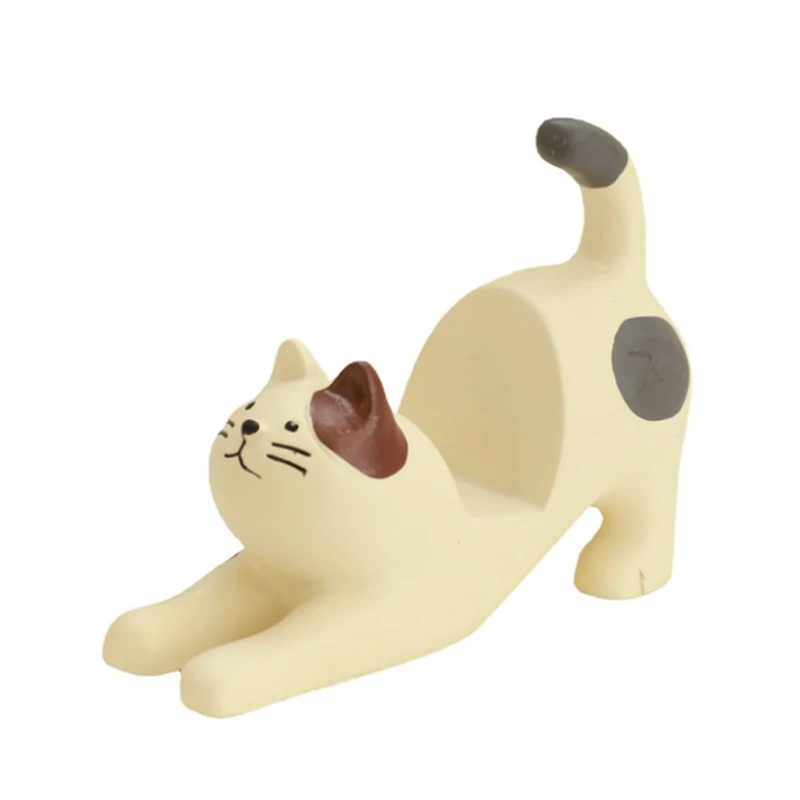 Cute Kaķēns Tālruņa Turētājs Galda Statīvu Kaķis Formas Sveķu Mini Slinks Turētājs Portatīvo Mobilā Tālruņa Turētājs Attēls 0