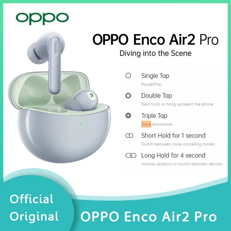 OPPO Enco Air 2 Pro TWS Austiņas Bezvadu Austiņas Bluetooth 5.2 ANC divkodolu Aktīvās Trokšņu Slāpēšanas 12.4 mm dinamiskās IP54 Attēls 0