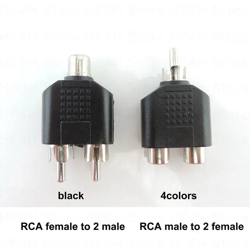 1 Vīrieši 2 Sievietes 1 femae 2RCA male RCA savienotāji Sadalītāja Plug Y 3,5 mm, RCA ligzda Dubultā AV Audio / Video Adapteri Konvertētājs Attēls 1