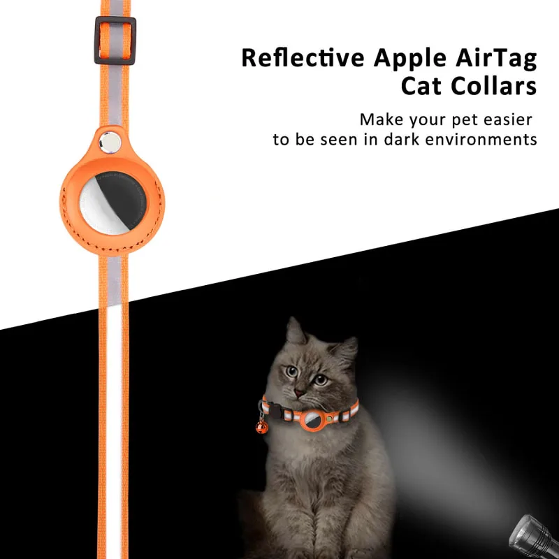 Airtag Gadījumā Kaķis Apkakle Ar Bell Atstarojošs Neilona Kaklasiksnas, Suņu GPS Meklētāja Anti-zaudēja Atrašanās vietas Noteicējs Pet Produkti Attēls 1