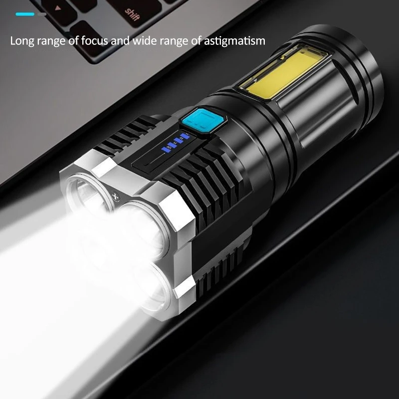 4-Core Lukturīti, Super Spilgti Uzlādējams kabatas Lukturītis Multi LED lielos attālumos Uzmanības centrā COB Gaismas Āra Zvejas Attēls 2