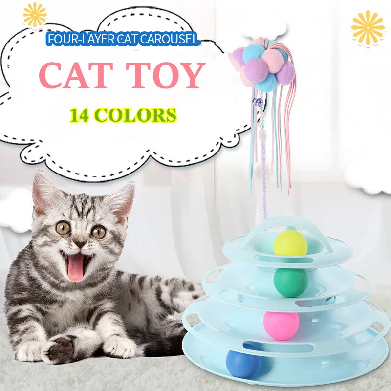 4 Līmeņu Kaķu Rotaļlieta Tornis Dziesmas Interaktīvās Pet Rotaļlietas Apmācības Atrakciju Rotaļlietas, lai Kaķiem Kaķēns Kaķis Tuneļa Kaķis Piederumi, Mājdzīvnieku Priekšmeti Attēls 2