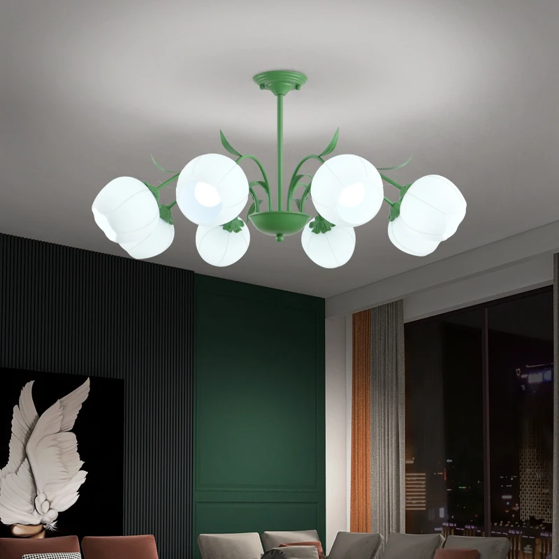 AFRA Zaļā Lustras Gaismas LED Radošo Vienkārši Svaigi Dizains, Stikla Kulons Karājas Lampa Mājas Dzīvojamā Istaba Guļamistaba Attēls 2