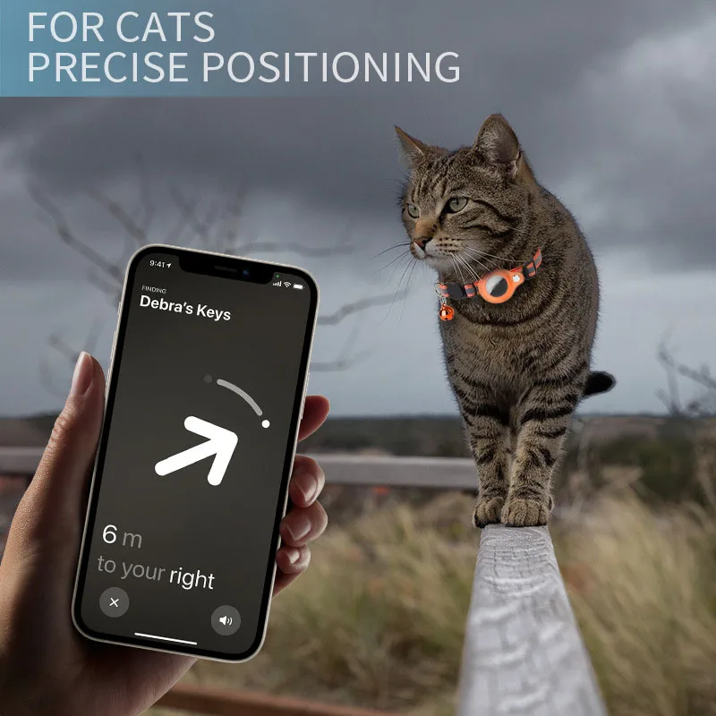 Airtag Gadījumā Kaķis Apkakle Ar Bell Atstarojošs Neilona Kaklasiksnas, Suņu GPS Meklētāja Anti-zaudēja Atrašanās vietas Noteicējs Pet Produkti Attēls 2