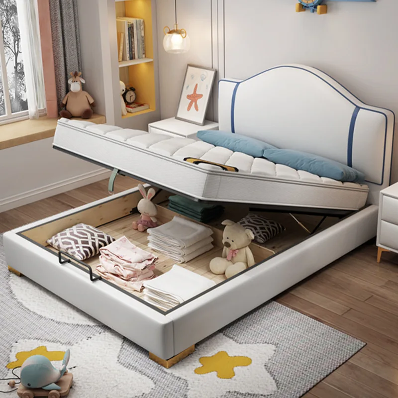 Bērnu mēbeles, divguļamā gulta, zēniem un meitenēm mūsdienu vienkāršas bērnu gultiņa Attēls 2