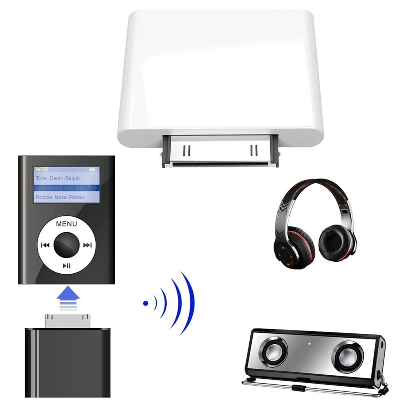 30 Pin Bluetooth 4.1 Audio Raidītāju IPod Mini, IPod (Balts) Attēls 3