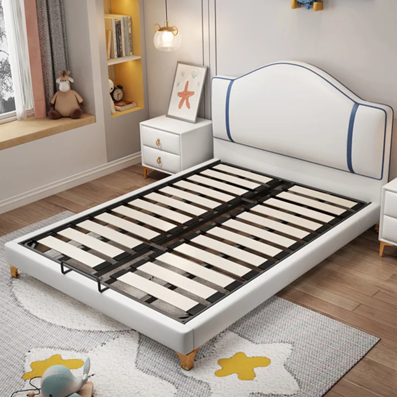 Bērnu mēbeles, divguļamā gulta, zēniem un meitenēm mūsdienu vienkāršas bērnu gultiņa Attēls 3