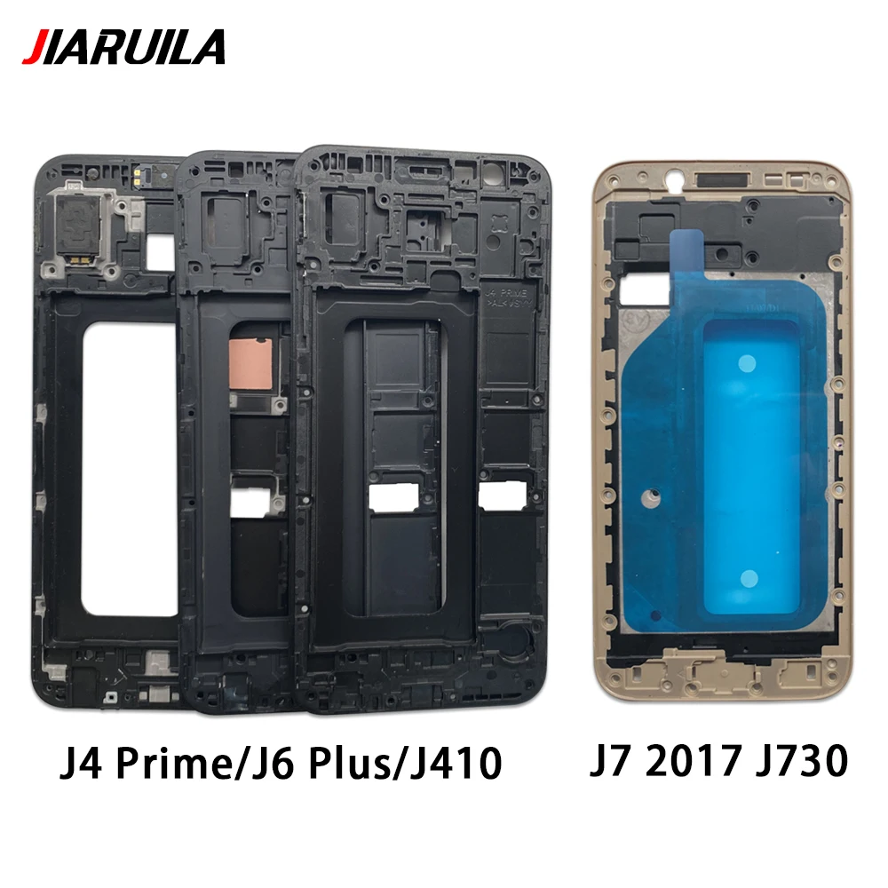 Jaunā Samsung J4 Ministru J4 Core J410 J6 Plus J610 J7 2017 J730 LCD Mājokļu Faceplate Priekšā Karkasa paneļu Šasijas Bezel Attēls 3