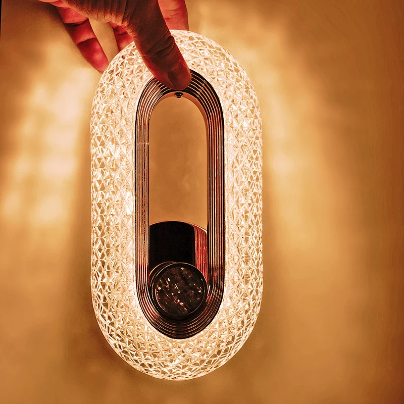 Luksusa Guļamistaba Dekorēšana Sienas Lampas Akrila Abažūrs Rose Gold Metāla korpuss Sconce Gaismas LED Mājas Koridora Siltu Atmosfēru Spīdumu Attēls 3