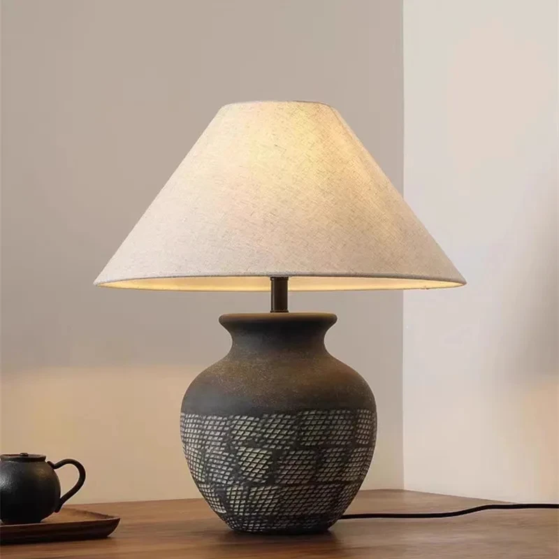 Upsala Ekeby Galda Lampas Retro wabi sabi gaismu mākslinieks Radošo Minimālisma keramikas lampas, dzīvojamās istabas, Guļamistabas gultas lampa Attēls 3