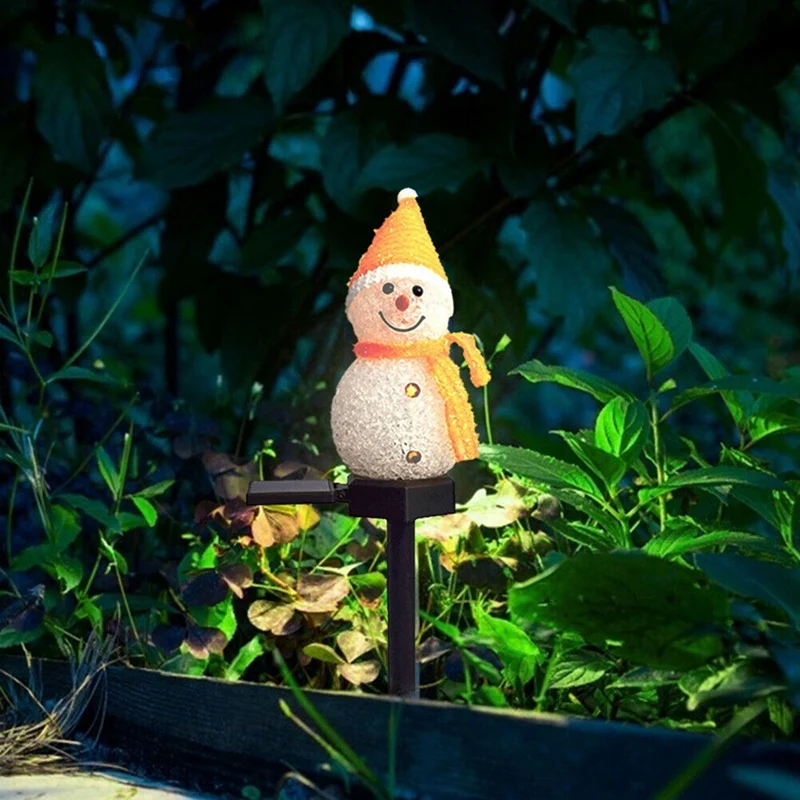 2X Sniegavīrs Saules Gaismas Ziemassvētku Solar Powered LED Sniegavīrs Gaismas Dekori Āra Dārza Lampas Staba Ziemassvētki Dzeltena Attēls 4