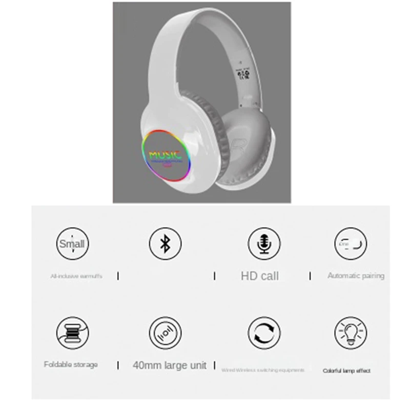 Bezvadu Sporta austiņas Austiņas Bluetooth 5.3 Austiņas LED Mūzikas Austiņas Spēļu Spēļu Austiņas Attēls 5